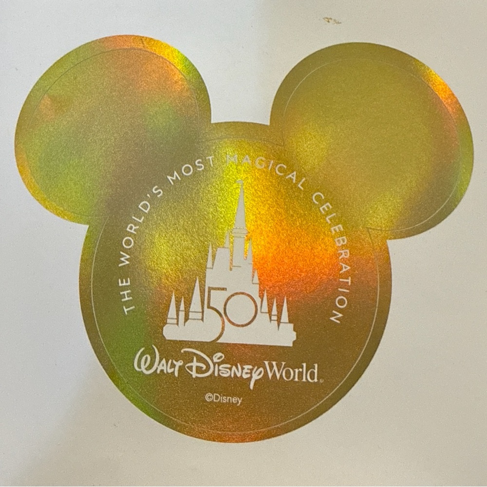 Disney Iridescent Gold Mickey Head 50th Anniversary Sticker